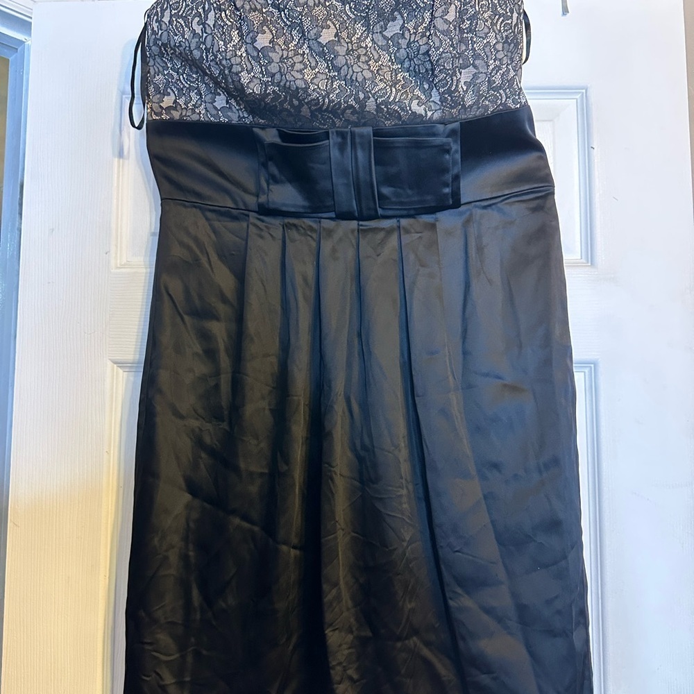 White House Black Market Strapless Black Lace Dress
